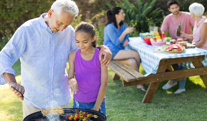 Family barbecue in yard